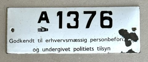 Nummerplade til Taxi Drosche Nummerplade til Taxi Drosche